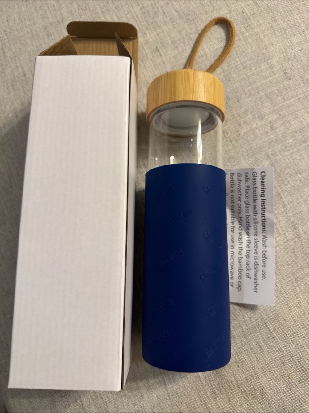 Eco-Friendly 10oz Costco Glass Tumbler: Silicone Grip & Bamboo Lid New
